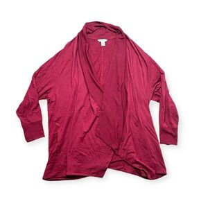 Athleta Pranayama Restore Rib Wrap 2x Burgundy Long Sleeved Open Front Cardigan
